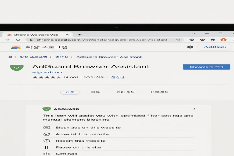 AdGuard 확장앱 크롬 웹스토어 화면
