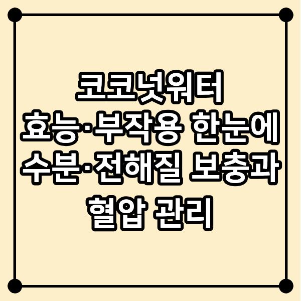 코코넛워터 효능·부작용 한눈에|수분·전해질 보충과 혈압 관리