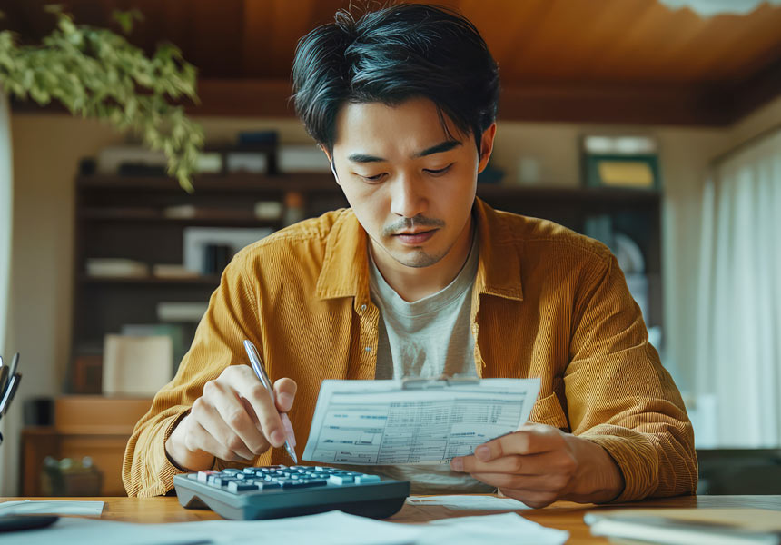 가계 재무 계획을 세우는 사람의 모습, 환율 상승기에 대비하는 이미지를 표현