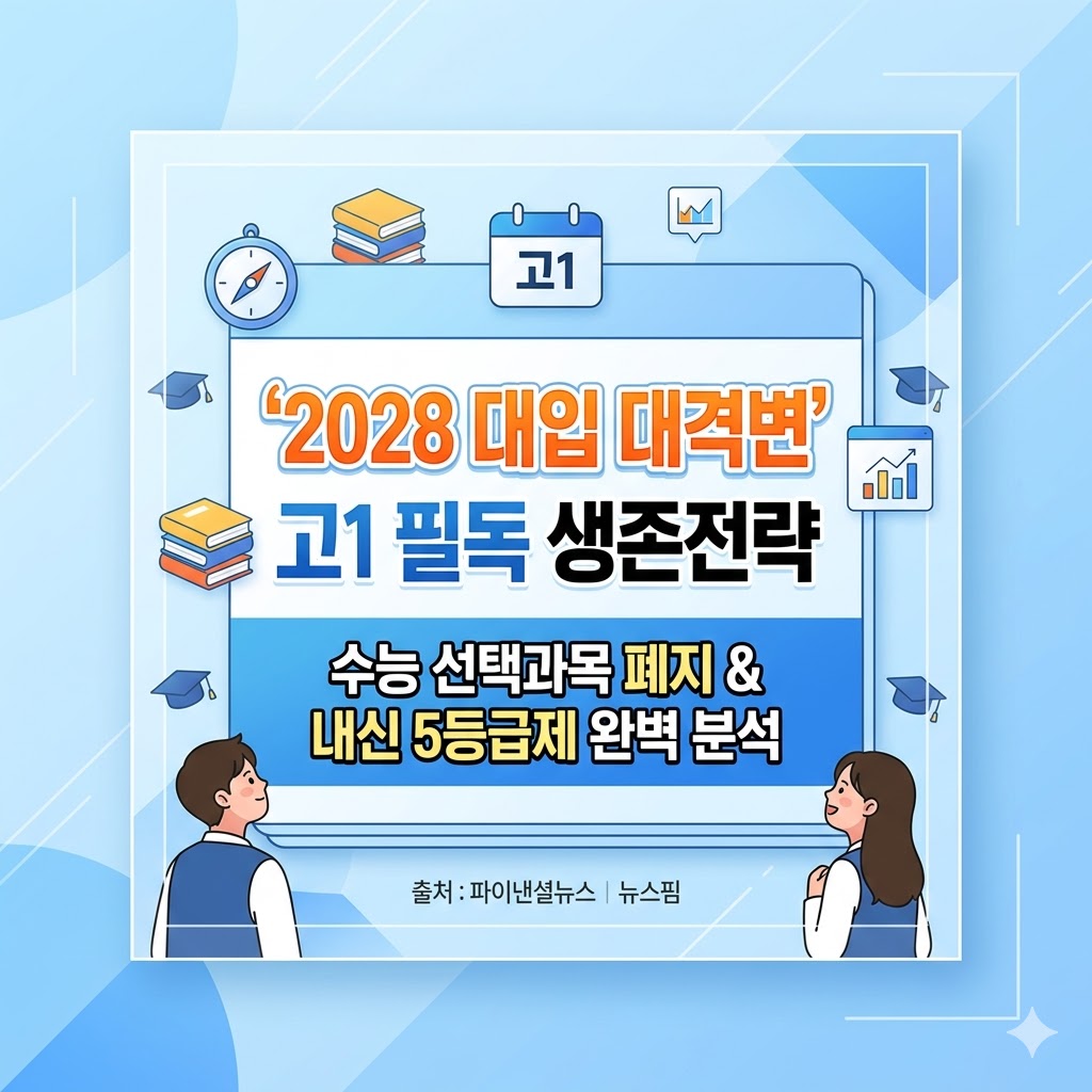 "2028 대입 대격변 고1 필독 생존전략 수능 선택과목 폐지 및 내신 5등급제 완벽 분석 대표 썸네일 이미지"