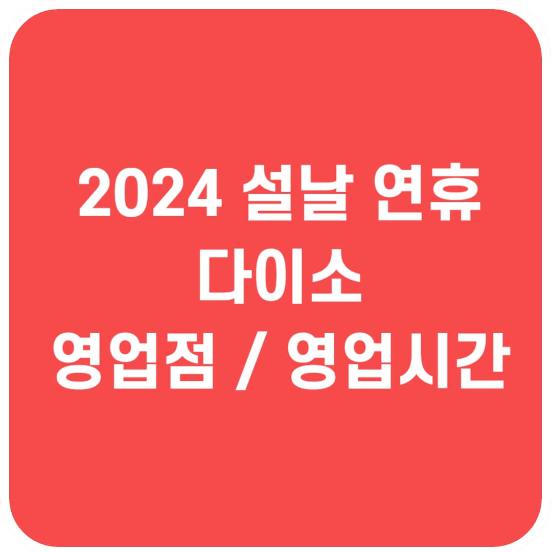 2024 설날 연휴 다이소 영업점 영업시간