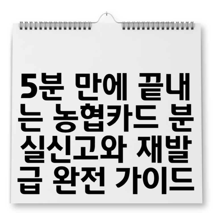 5분 만에 끝내는 농협카드 분실신고와 재발급 완전 가이드