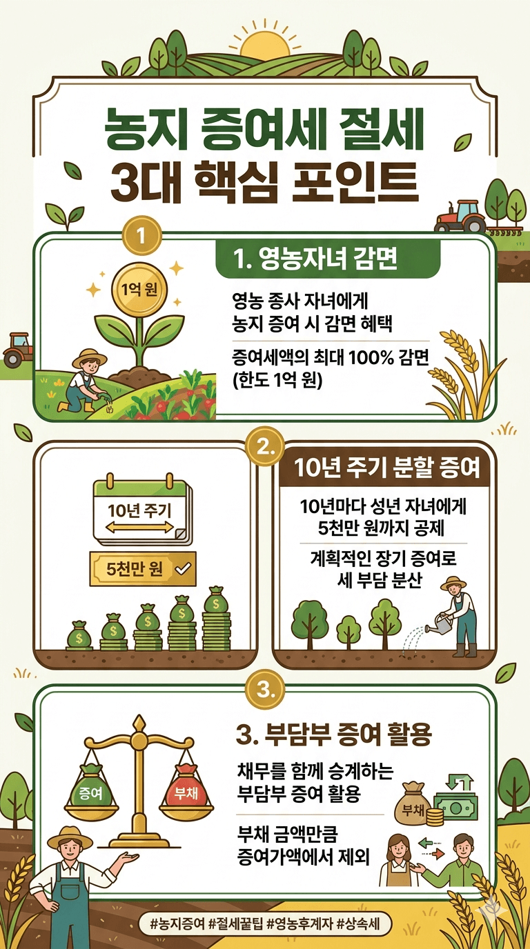인포그래픽 : 농지 증여세 절세 포인트