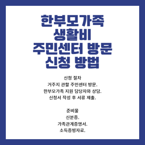 한부모가족 생활비 지원 정보 및 신청방법