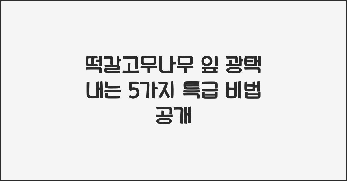 떡갈고무나무 잎 광택 내는 5가지 특급 비법