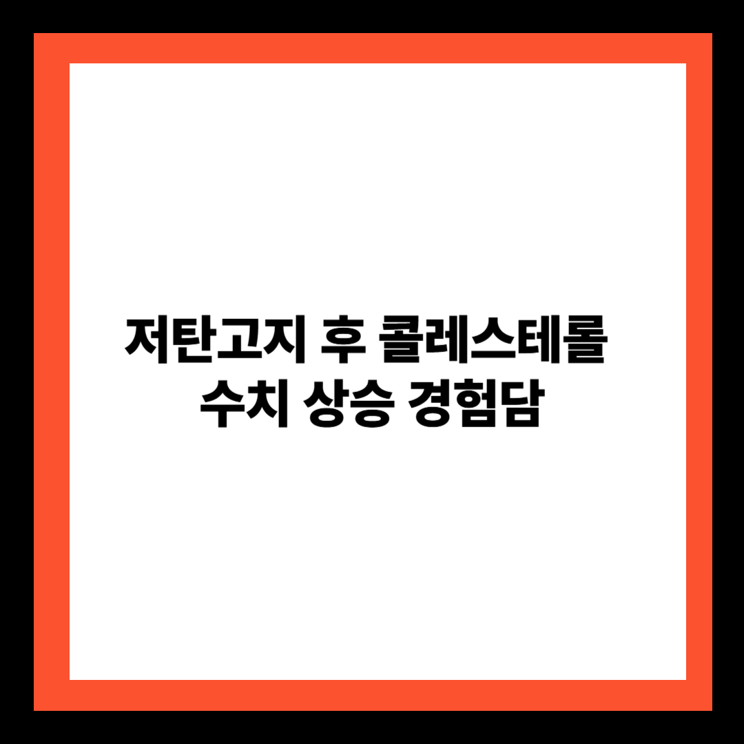 저탄고지 후 콜레스테롤 수치 상승 경험담