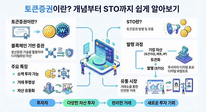 토큰증권과 STO 개념을 설명하는 인포그래픽 이미지.