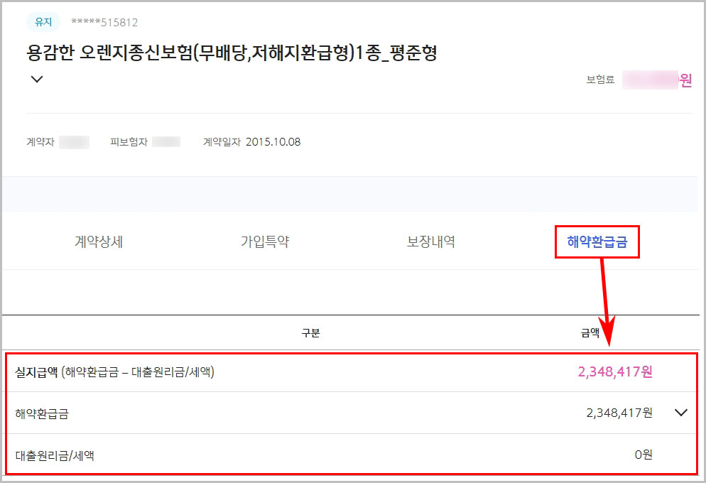 신한라이프 보험 해약 환급금