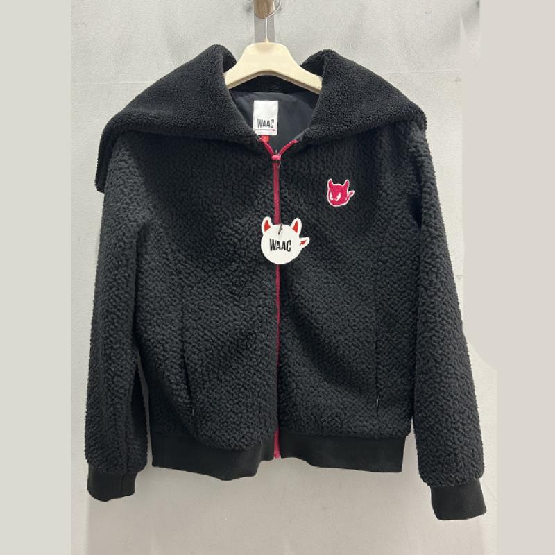 WAAC 아울렛 왁 겨울 여성 골프 빅카라 후드 패딩 부클 집업 S-21907BKX