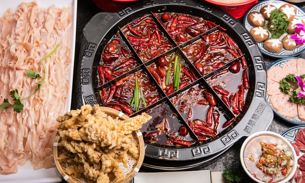 충칭지방의 매운 음식사진