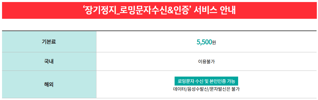 kt로밍 신청 요금 해외 장기 체류 