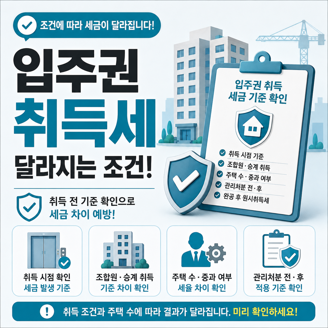 입주권 취득세 달라지는 조건 안내
