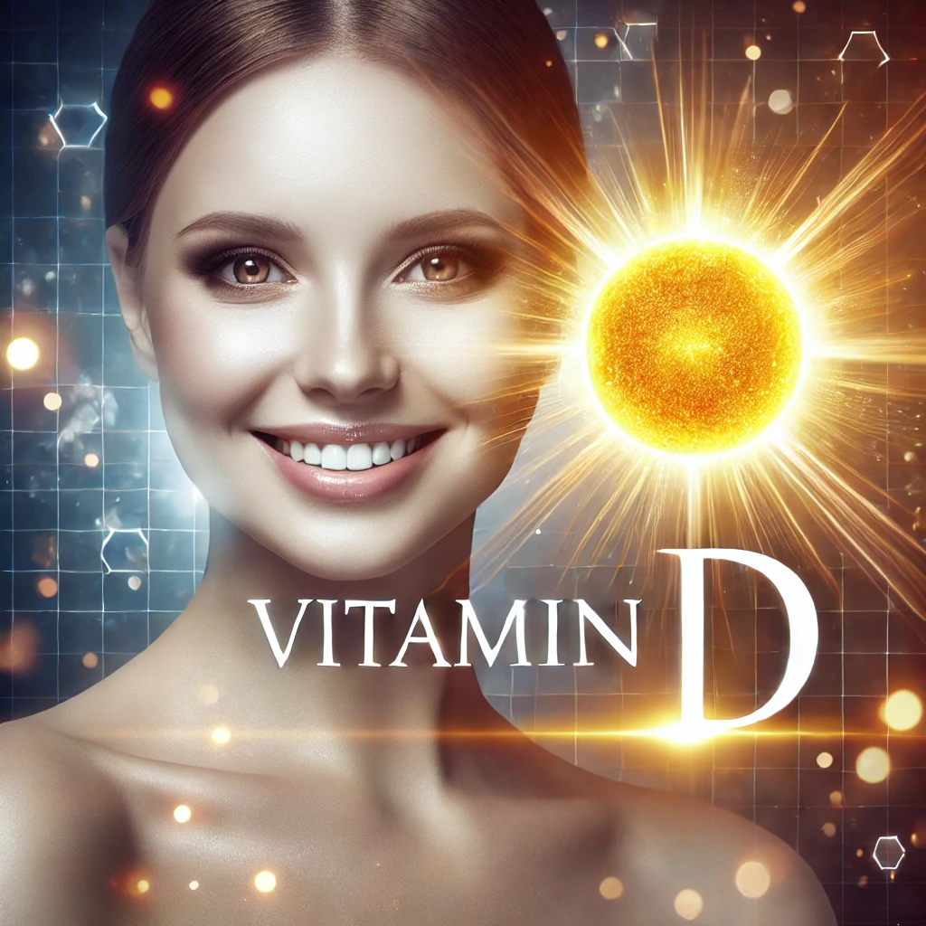 비타민 D와 건강하고 탄력있는 피부를 가진 여성의 이미지