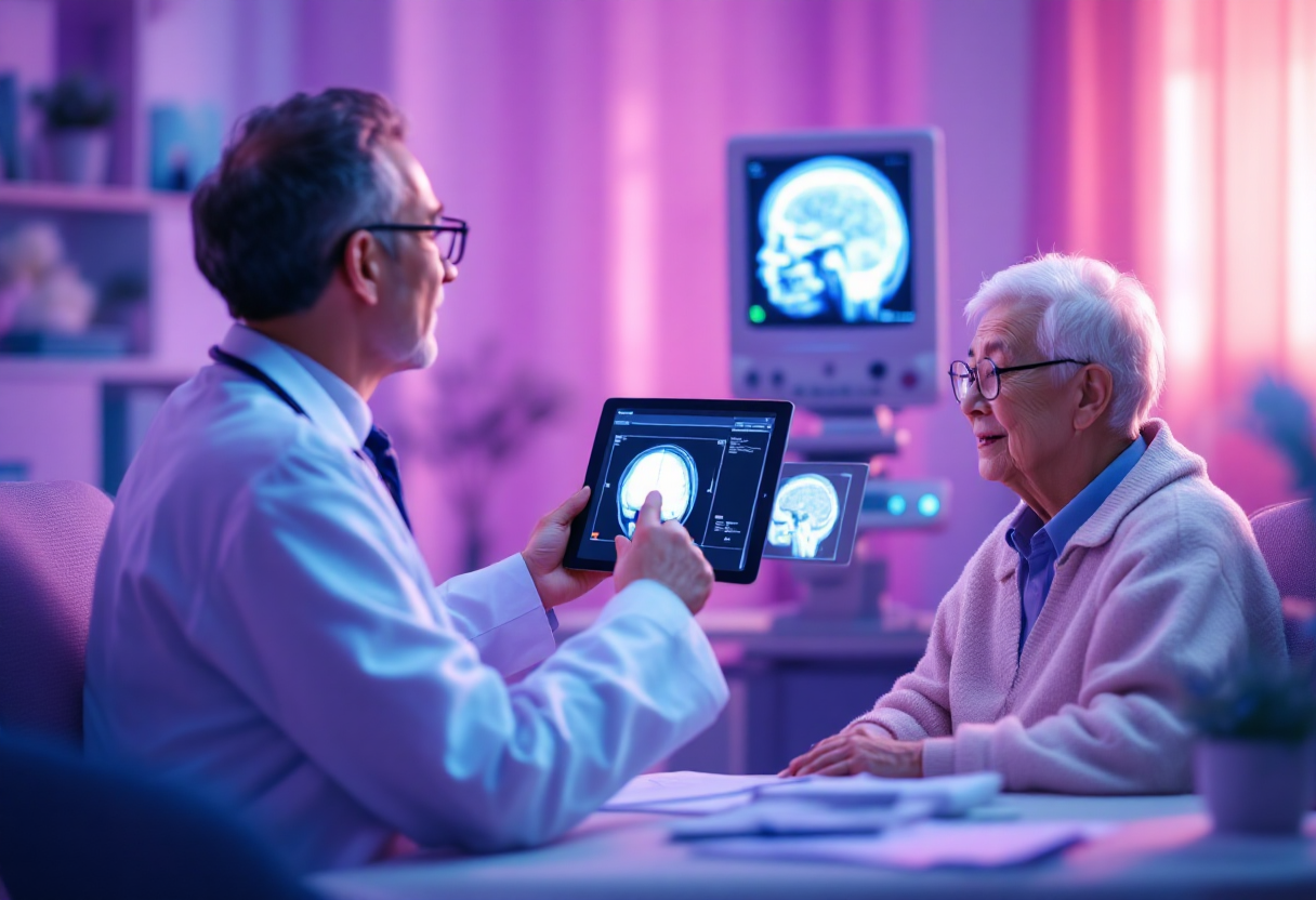 의사와 상담하는 노인의 모습