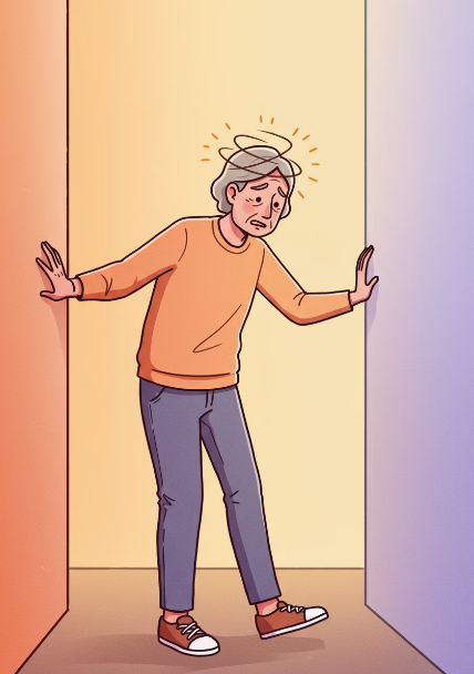 두통으로 어지러워 하는 노인 모습