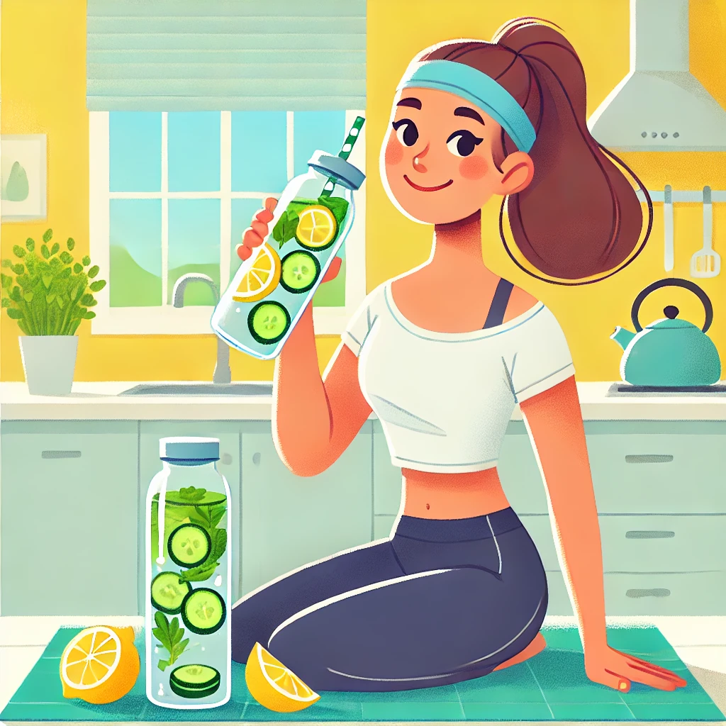 디톡스 워터 마시는 모습