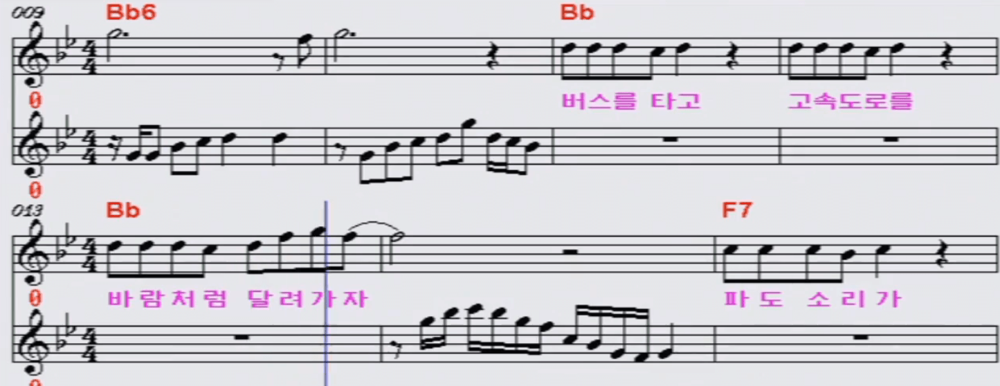 혜은이 뛰뛰빵빵 악보