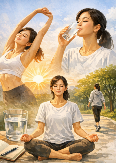 공복상태에서 가볍게 운동하는 모습