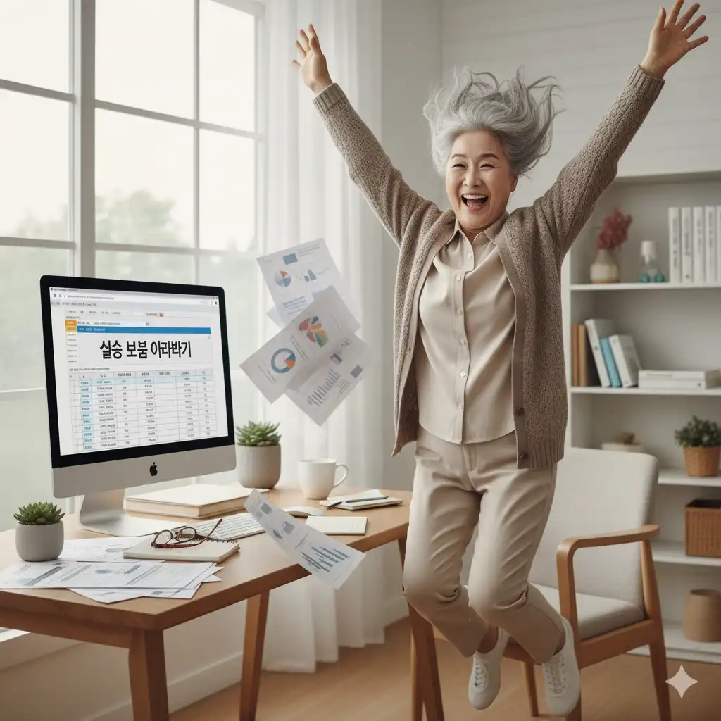 실손보험금을 받고 만족스러운 표정의 중년 여성