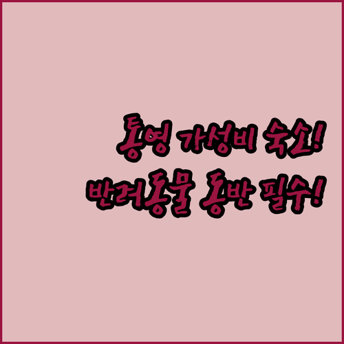 통영 가족 여행 숙소 추천 반려동물 ..