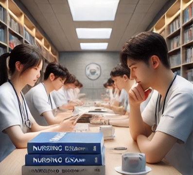 간호사 국가고시 시험 준비 중인 학생 모습