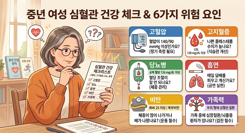 골다공증 고위험군 자가 체크리스트 중년 여성 건강 검진 이미지