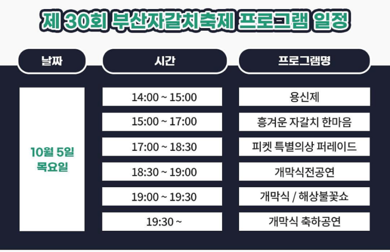  2023 자갈치시장 축제 일정