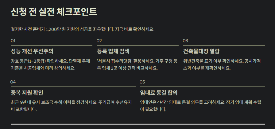 서울시 안심 집수리 보조금 신청 전 체크포인트