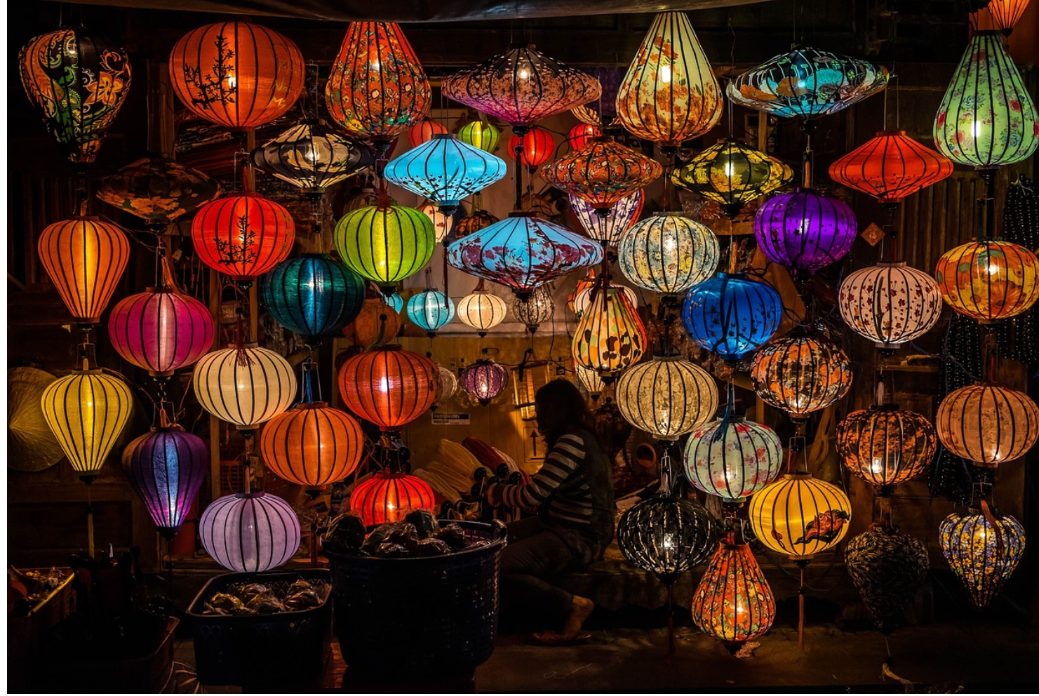 베트남 시장의 램프