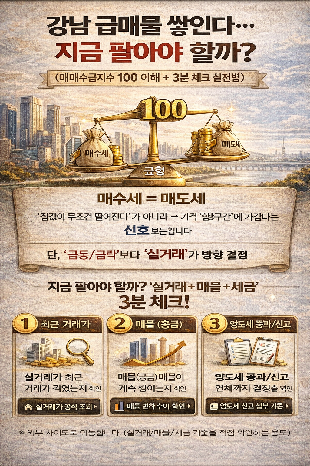 강남 급매물 26% 증가…지금 팔아야 할까? ‘매매수급지수 100’ 뜻