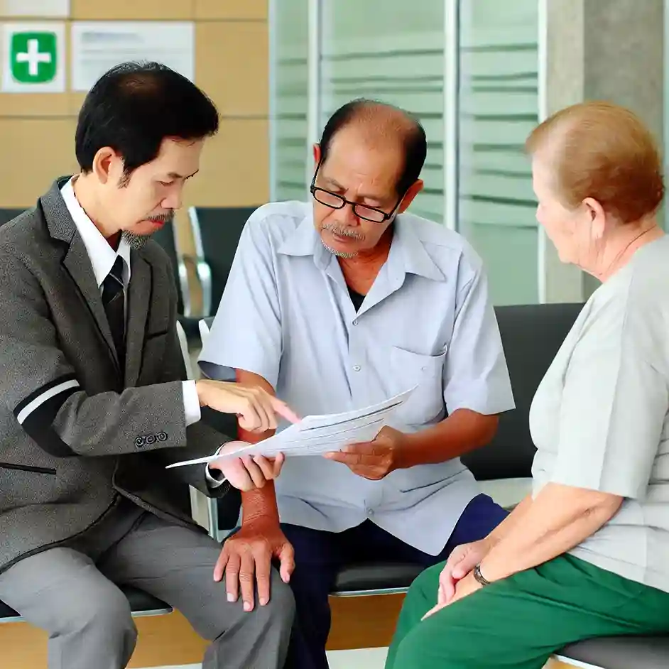 병원동행매니저 그림 여자2명 남자1명