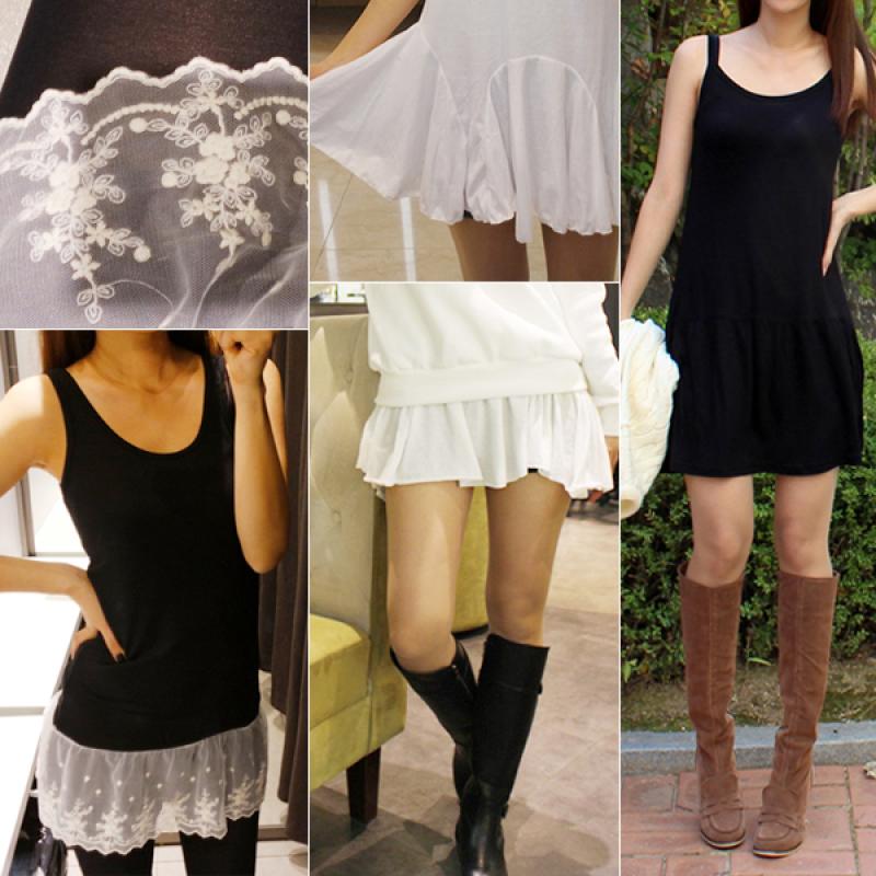 레이어드 밑단 레이스 나시 / 레이어드 프릴 쉬폰 나시 /이너 탑 롱나시 끈나시