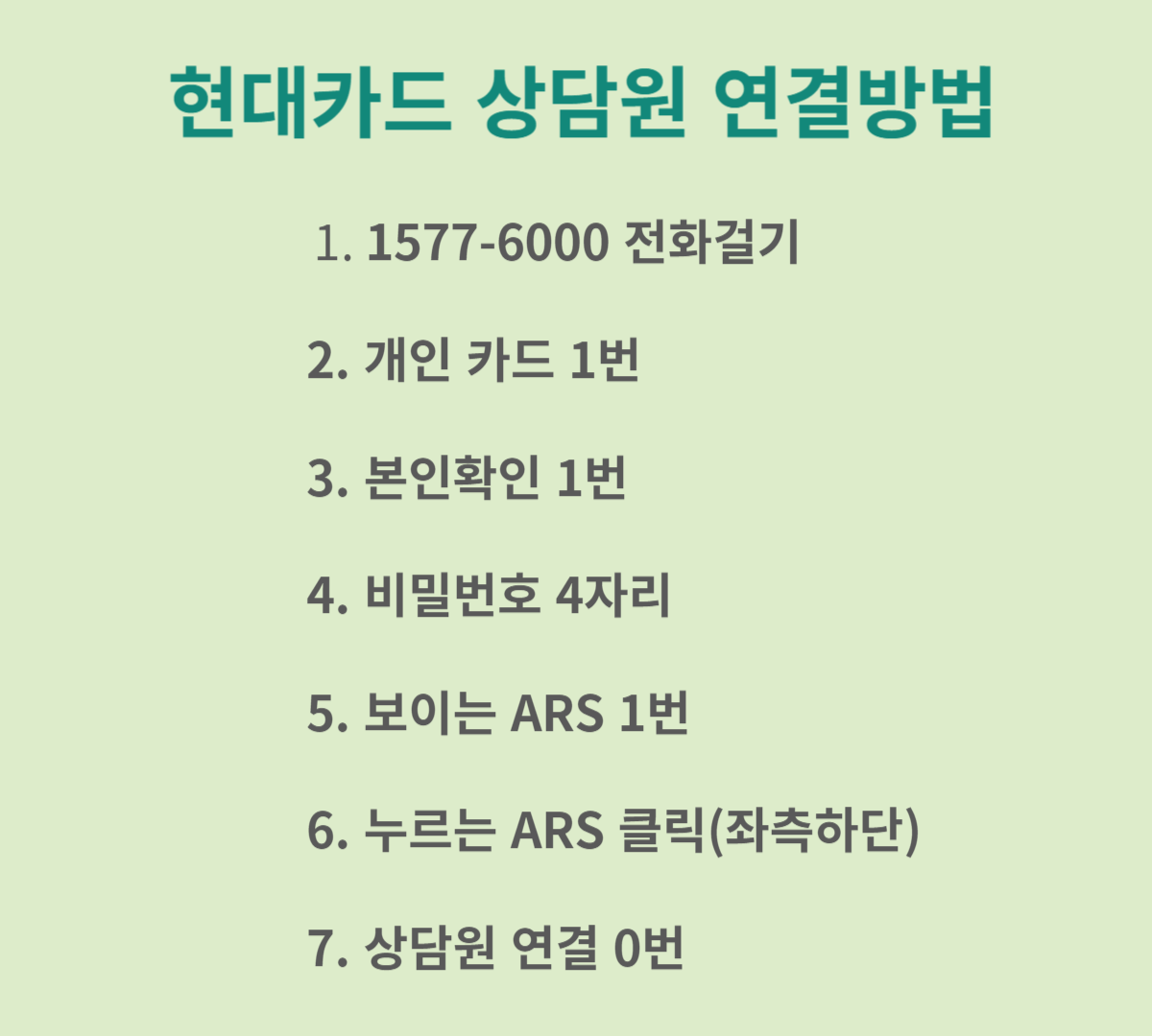 현대카드 고객센터 상담원 연결방법