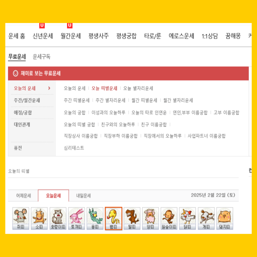 네이버 운세 정확도, 띠별 운세