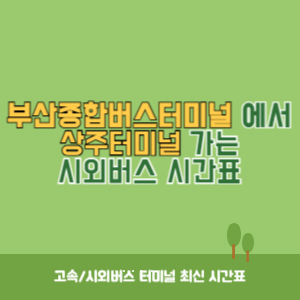 부산종합버스터미널에서 상주터미널 가는 시외버스 시간표 최신정보