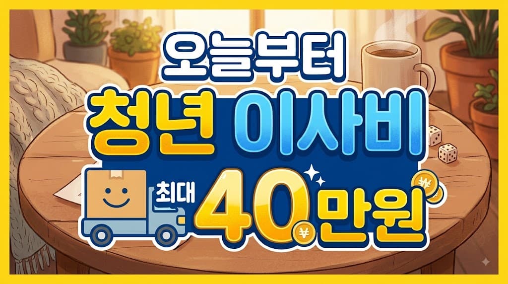 이사박스와 스마트폰을 든 청년이 밝은 집 앞에 서있는 따뜻한 일러스트