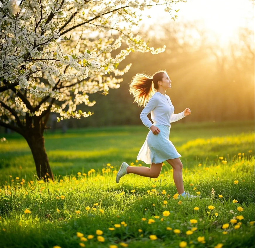 봄철 운동하는 여성