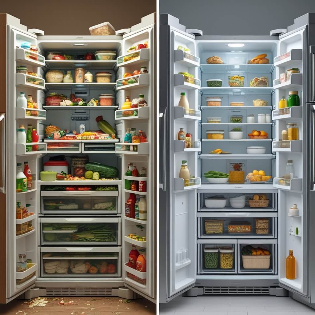 정리전후 냉장고모습