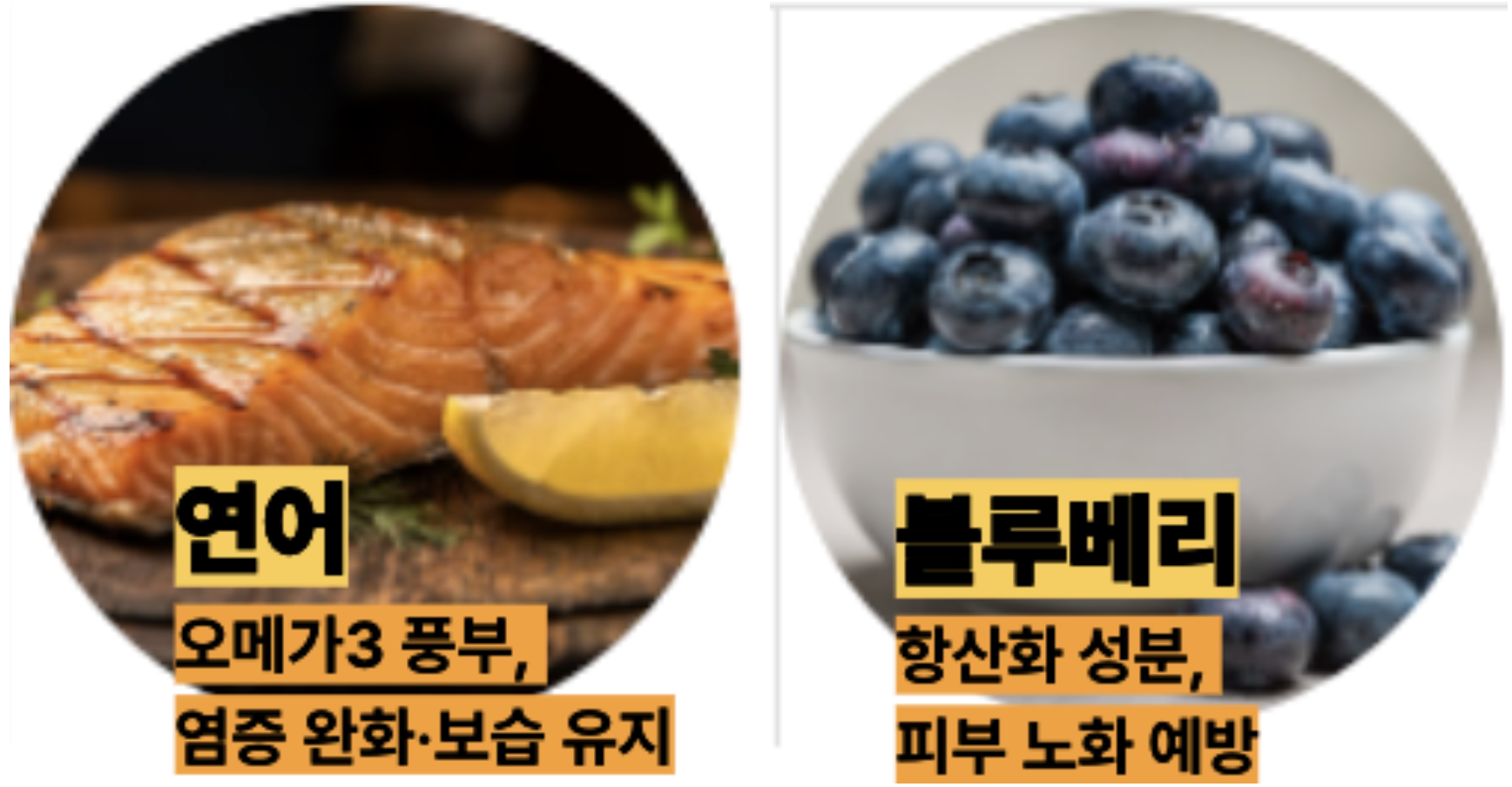 피부에 좋은 연어와 블루베리