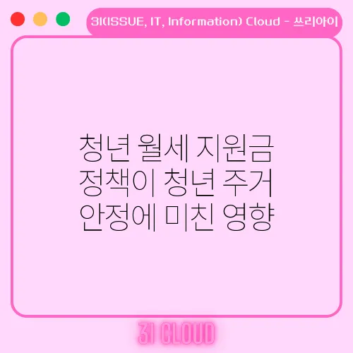 청년 월세 지원금 정책이 청년 주거 안정에 미친 영향