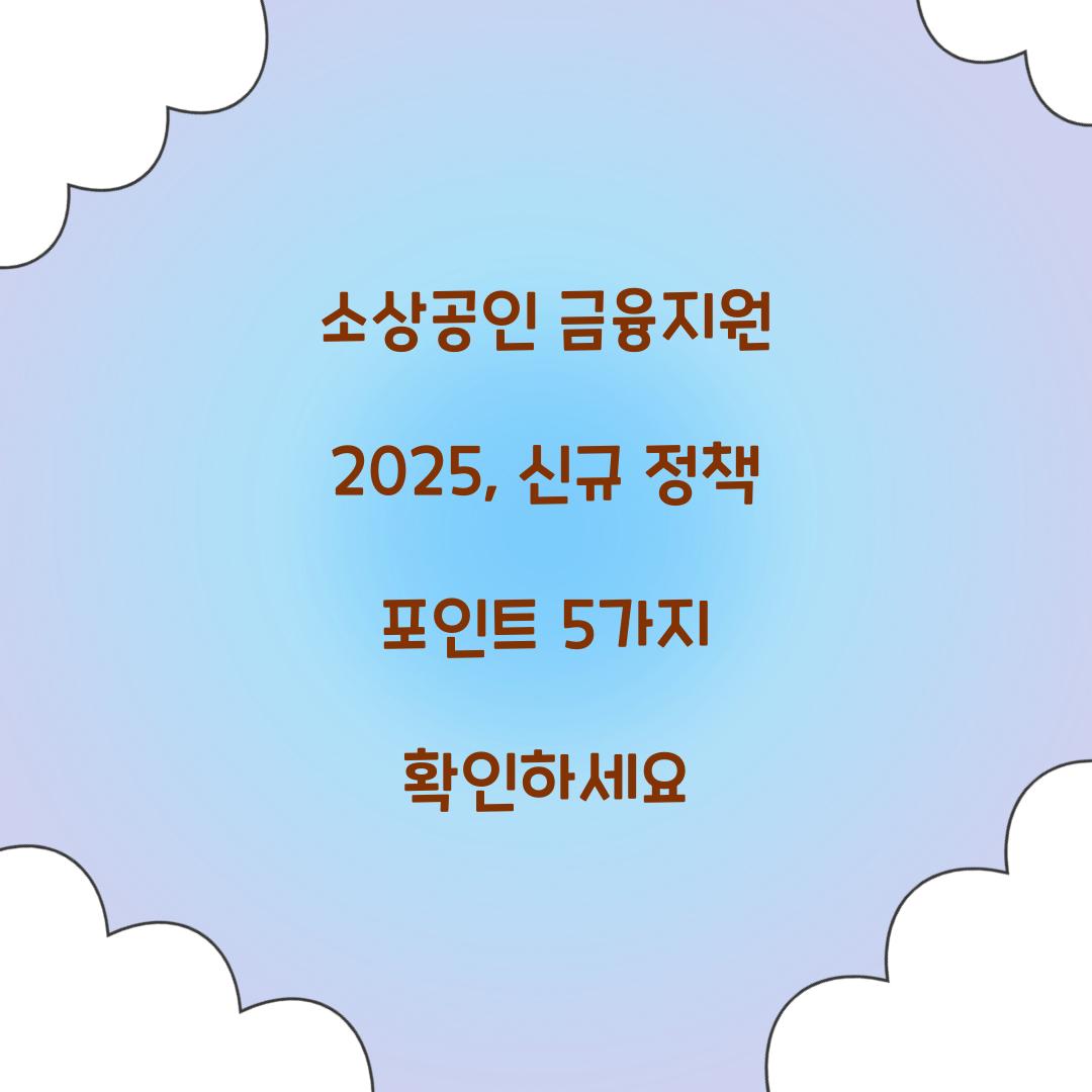 소상공인 금융지원 2025