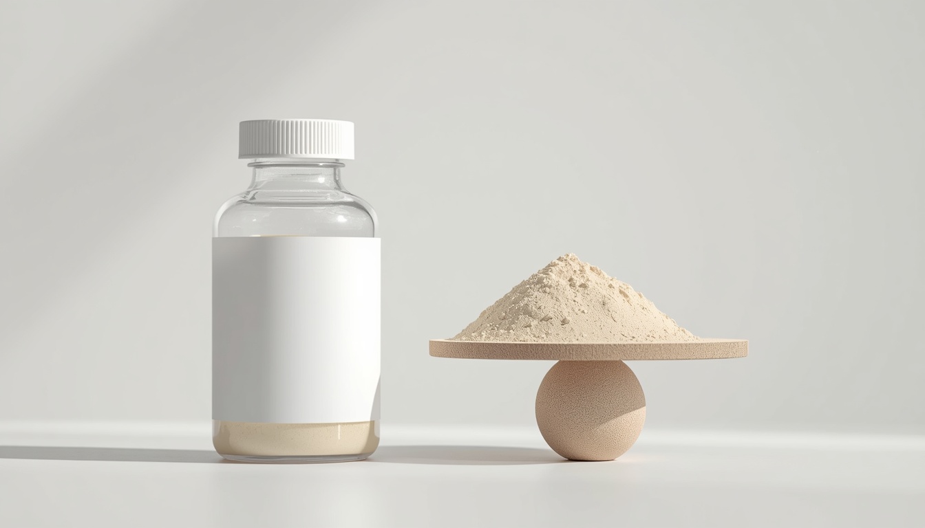 Aesthetic photograph of Vitamin B3 supplements and molecular structures representing anti-aging science