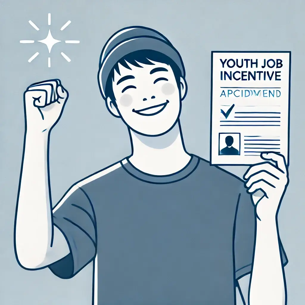 청년이 청년 일자리 도약 장려금을 받고 기뻐하는 모습