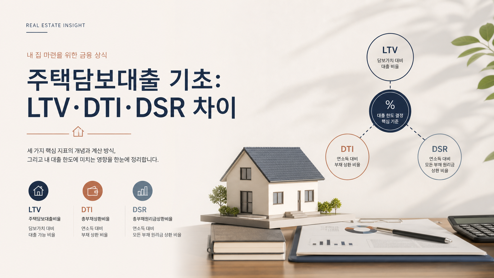 주택담보대출 기초: LTV·DTI·DSR 차이 핵심 내용을 설명하는 부동산 안내