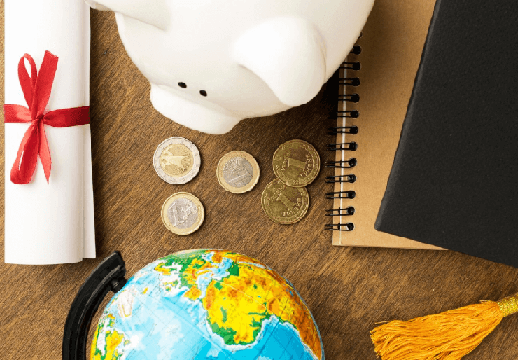 돈과 지구본 일러스트