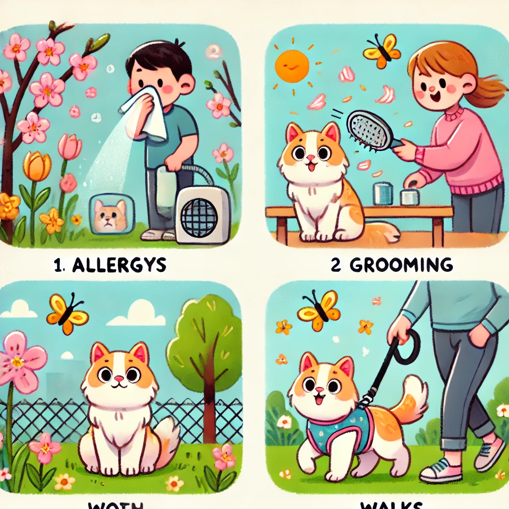 봄철 고양이 알레르기, 미용, 산책 팁 관련 이미지