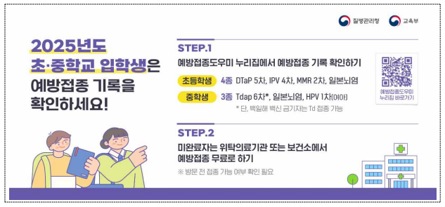 초중학교 입학생 예방접종