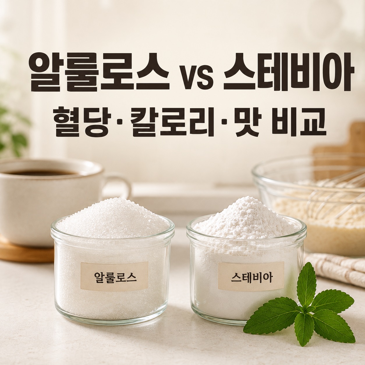 알룰로스와 스테비아의 차이를 비교하기 위한 이미지