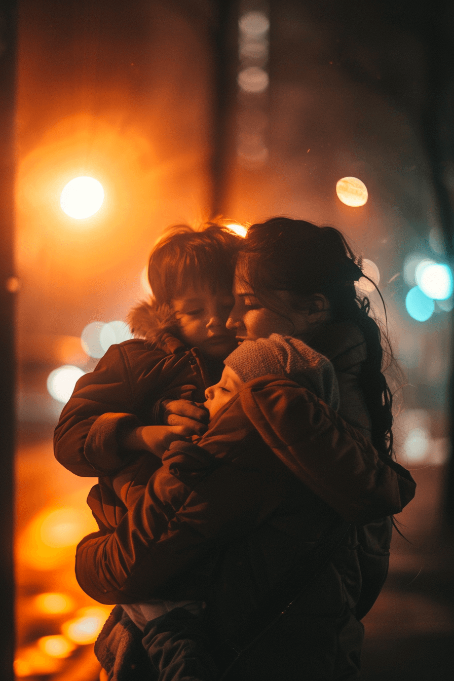 거리에서-아이를-안고-있는-여성-이미지