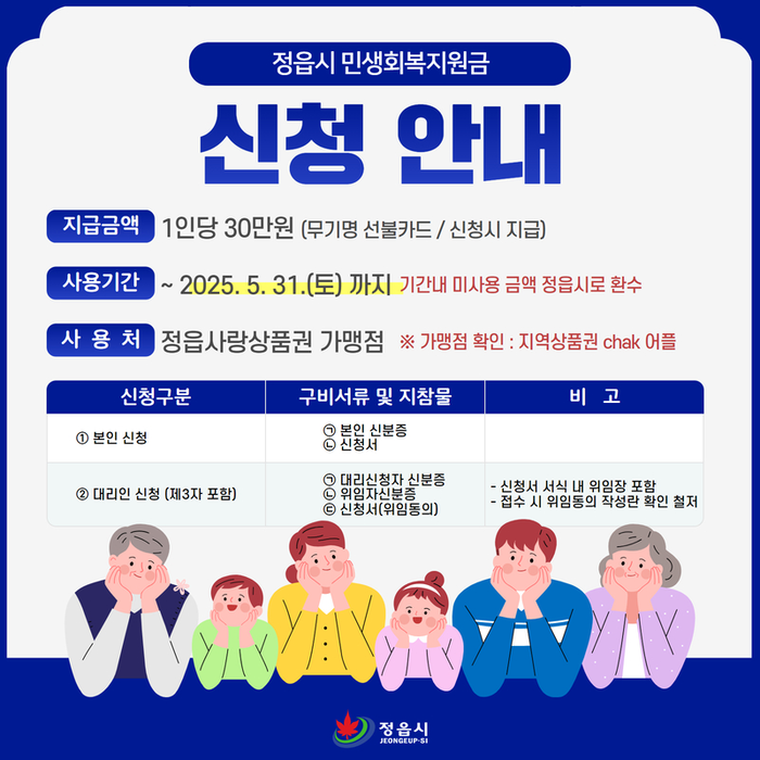 정읍시 민생회복지원금 30만원 신청 방법